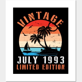 Vintage July 1993 Ltd Edition Happy Birthday Daddy Mom Uncle Brother Husband Cousin Son 27 Years Old Posters and Art